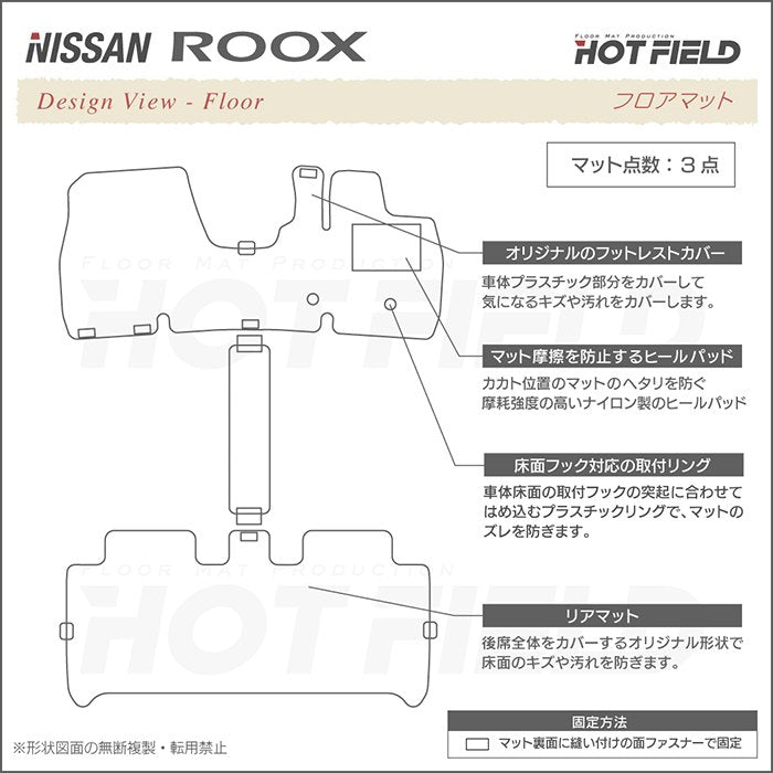 日産 ルークス 40系 フロアマット ◆カーボンファイバー調 リアルラバー 日本製 HOTFIELD