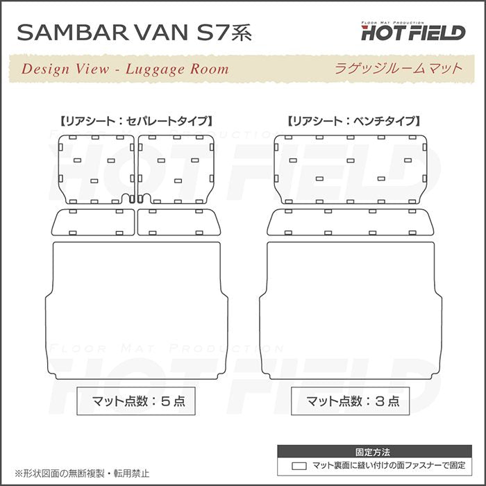 スバル 新型対応 サンバーバン S7系 ラゲッジルームマット カーボンファイバー調 リアルラバー 送料無料 日本製 HOTFIELD