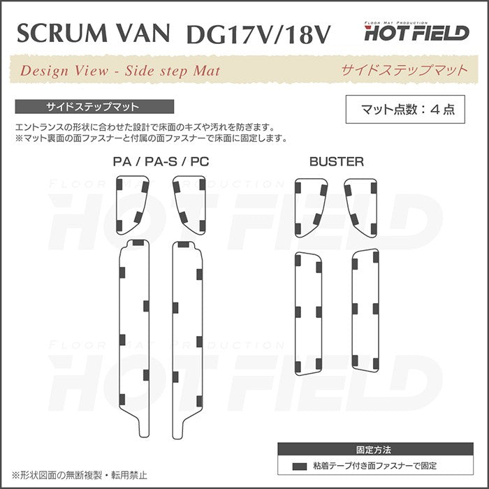 マツダ スクラムバン DG17V DG18V 新型にも対応 フロアマット＋ステップマット＋トランクマット ラゲッジマット ◆カジュアルチェック 日本製 HOTFIELD