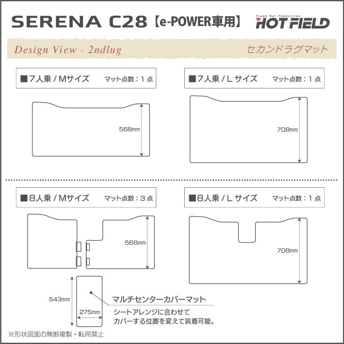 日産 新型対応 セレナ C28系 e-POWER セカンドラグマット ◆カジュアルチェック 日本製 HOTFIELD