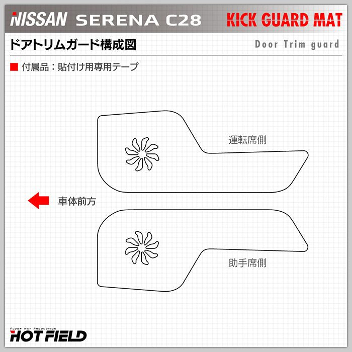 日産 新型 セレナ C28系 ドアトリムガード ◆キックガード 日本製 HOTFIELD