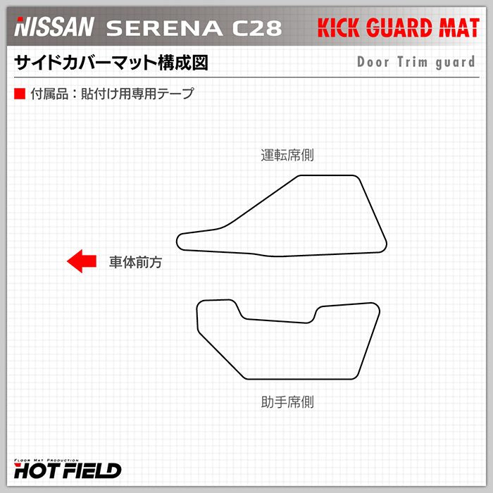 日産 新型 セレナ C28系 フロントサイドカバーマット ◆キックガード 日本製 HOTFIELD