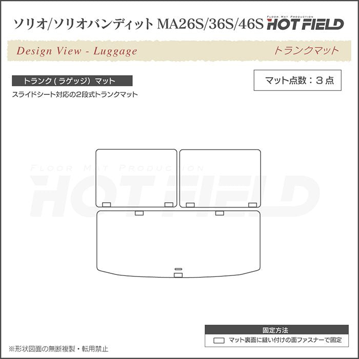 スズキ ソリオ MA26S MA36S MA46S トランクマット ラゲッジマット ◆カーボンファイバー調 リアルラバー 日本製 HOTFIELD