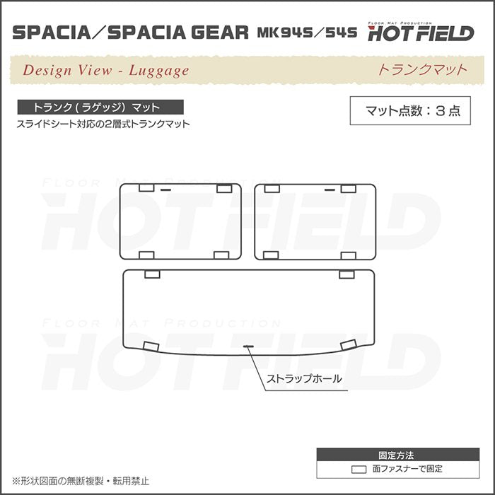 スズキ 新型 スペーシア スペーシアギア MK94S MK54S トランクマット ラゲッジマット ◆カーボンファイバー調 リアルラバー 日本製 HOTFIELD