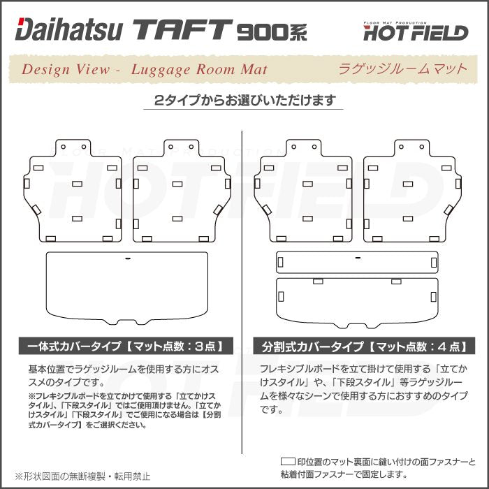 ダイハツ 新型 タフト 900系 ラゲッジルームマット カーボンファイバー調 リアルラバー 送料無料 日本製 HOTFIELD