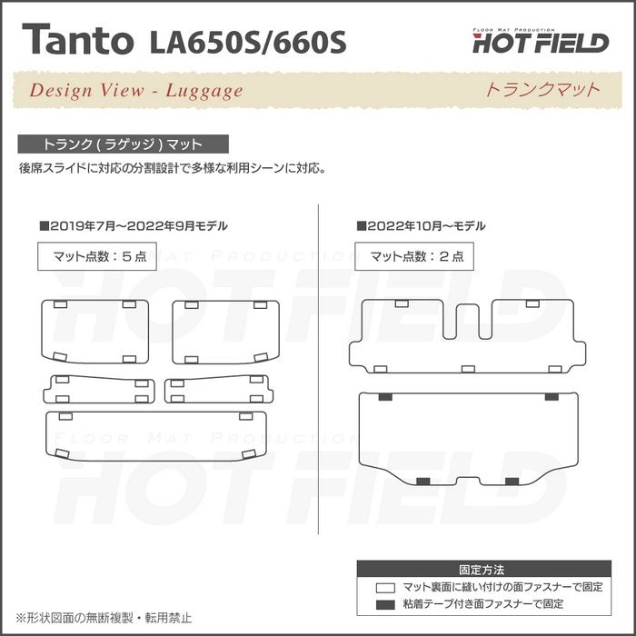 ダイハツ 新型 タント タントカスタム フロアマット+トランクマット ラゲッジマット+ステップマット LA650S LA660S タントファンクロス ◆ウッド調カーペット 木目 日本製 HOTFIELD