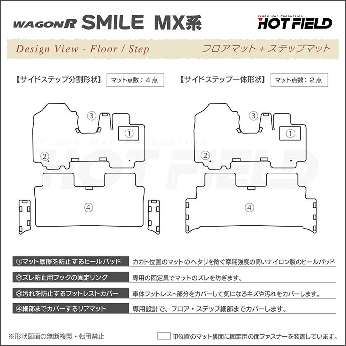スズキ 新型 ワゴンRスマイル MX系 フロアマット+ステップマット ◆カジュアルチェック 日本製 HOTFIELD