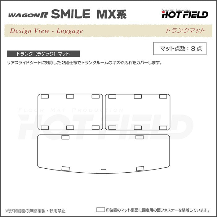 スズキ 新型 ワゴンRスマイル MX系 フロアマット+ステップマット+トランクマット ラゲッジマット ◆ウッド調カーペット 木目 日本製 HOTFIELD