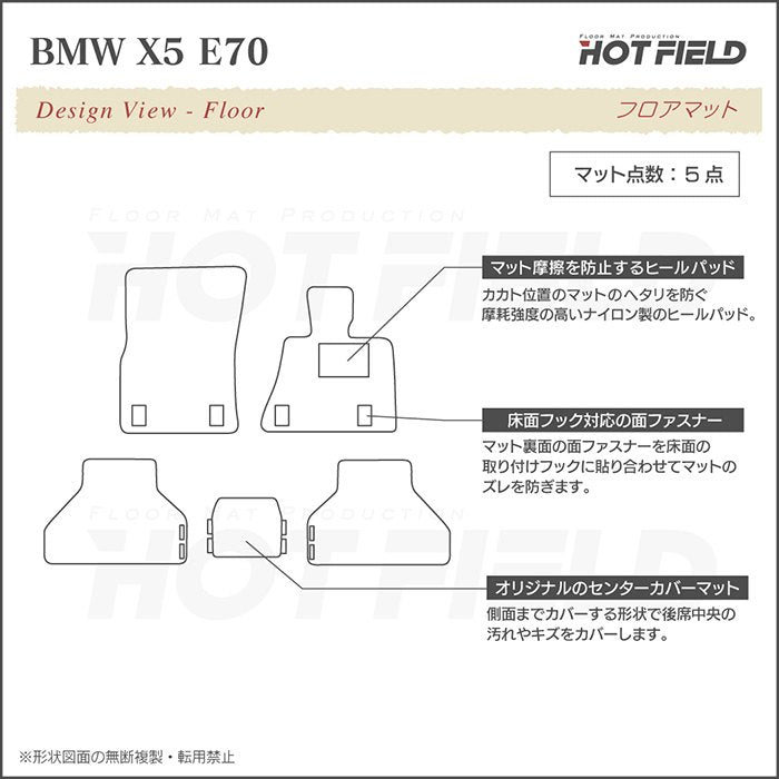 BMW X5 (E70) フロアマット ◆ウッド調カーペット 木目 日本製 HOTFIELD