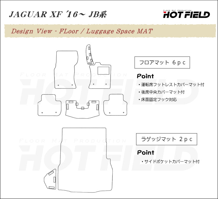 ジャガー XF JB系 フロアマット+トランクマット ラゲッジマット ◆ジェネラル 日本製 HOTFIELD