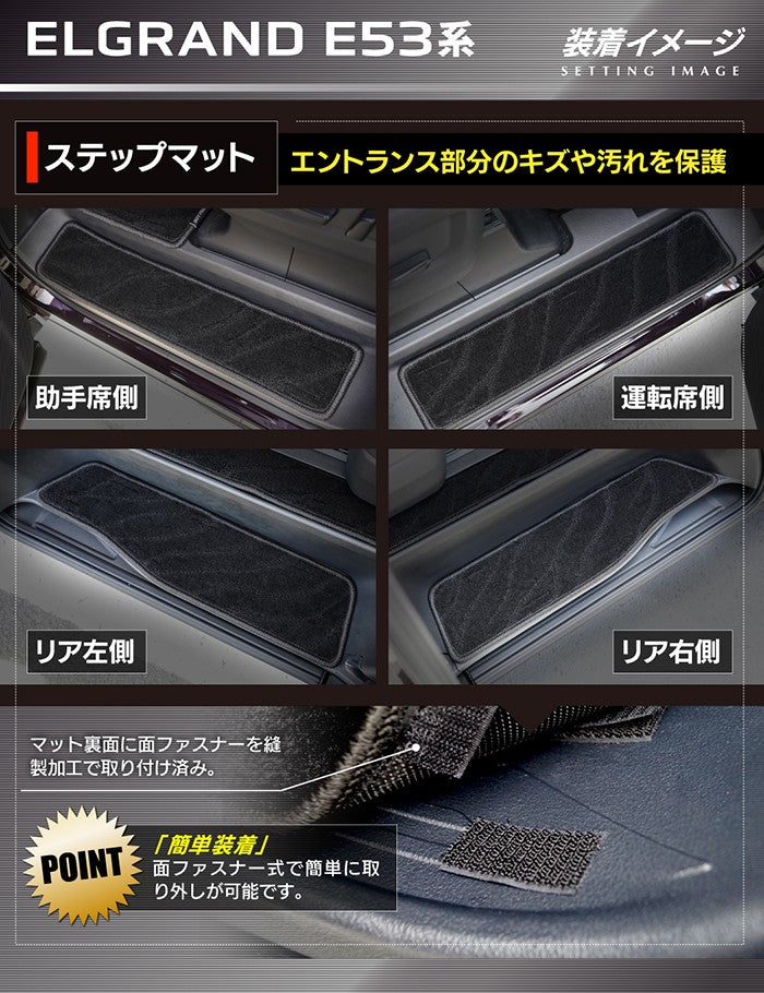 日産 新型 エルグランド E53系 サイドステップマット ◆ジェネラル 日本製 HOTFIELD