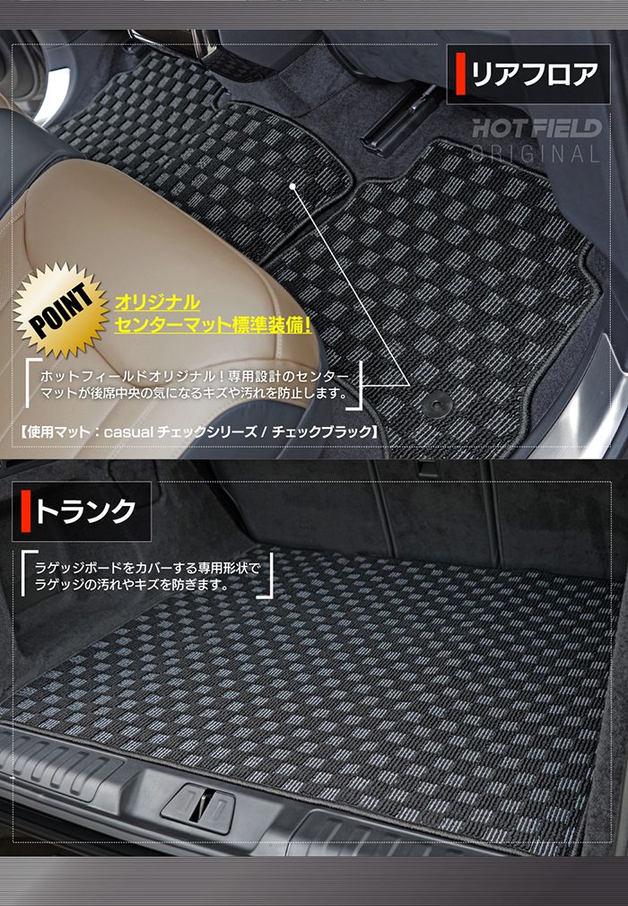 ランドローバー 新型 レンジローバースポーツ L1系 フロアマット＋トランクマット ラゲッジマット ◆カジュアルチェック 日本製 HOTFIELD