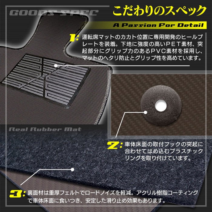 三菱 eKクロス EV B5系 フロアマット ◆カーボンファイバー調 リアルラバー 日本製 HOTFIELD
